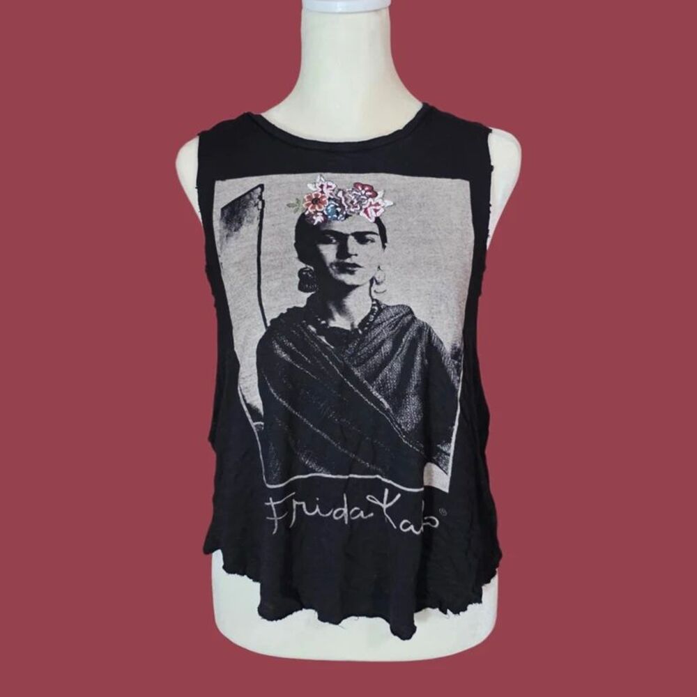 Frida Kahlo Graphic Black Muscle Tank Top
